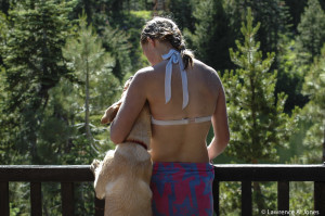 Kristin and Chance at the Cabin Bear Valley, CaliforniaChance is such a warm dog.  It's all about love and companionship.Nikon D70, 70-300mm f/4.0-5.6 Lens1/200 sec at f/7.1, ISO 200, 70mm